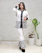 Applique Collar Shirt with Pants
