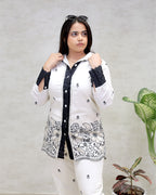 Applique Collar Shirt with Pants