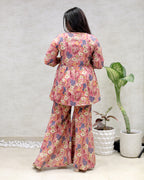 Floral Printed Peplum Kurta with Flared Pants