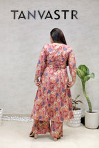 Floral Printed Long Kurta with Plazzo Pants