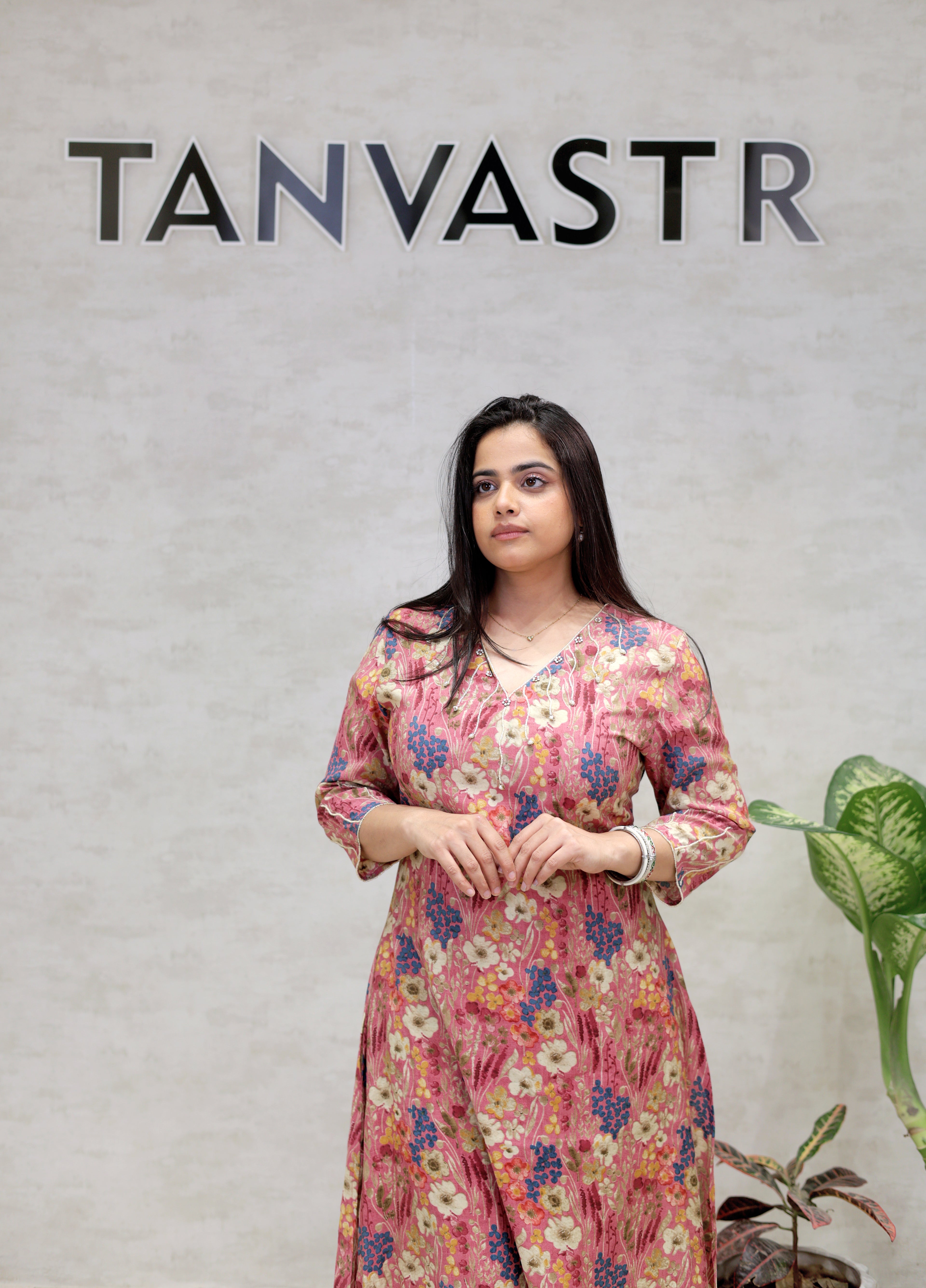 Floral Printed Long Kurta with Plazzo Pants