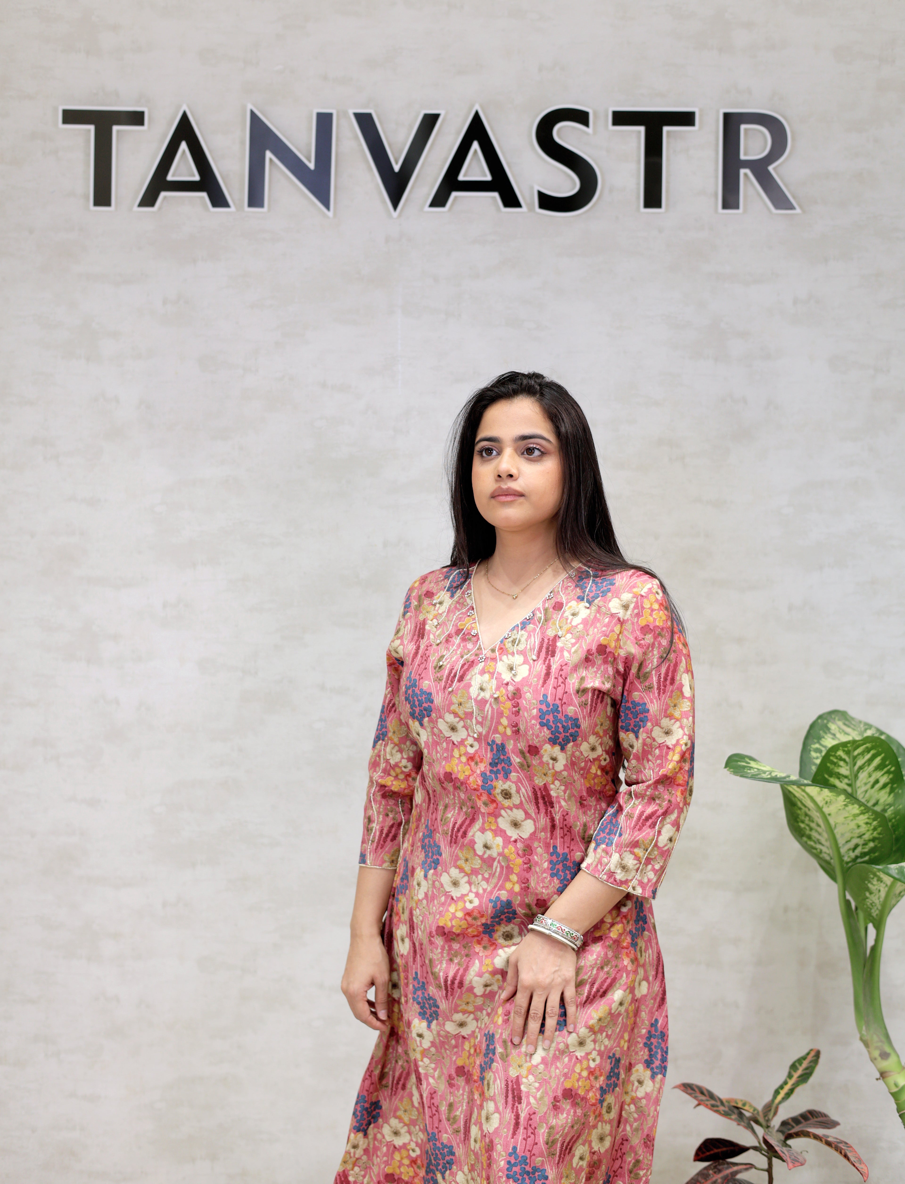 Floral Printed Long Kurta with Plazzo Pants