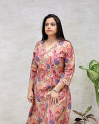 Floral Printed Long Kurta with Plazzo Pants