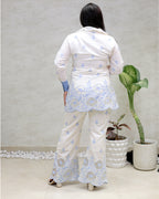 Applique Collar Shirt with Pants