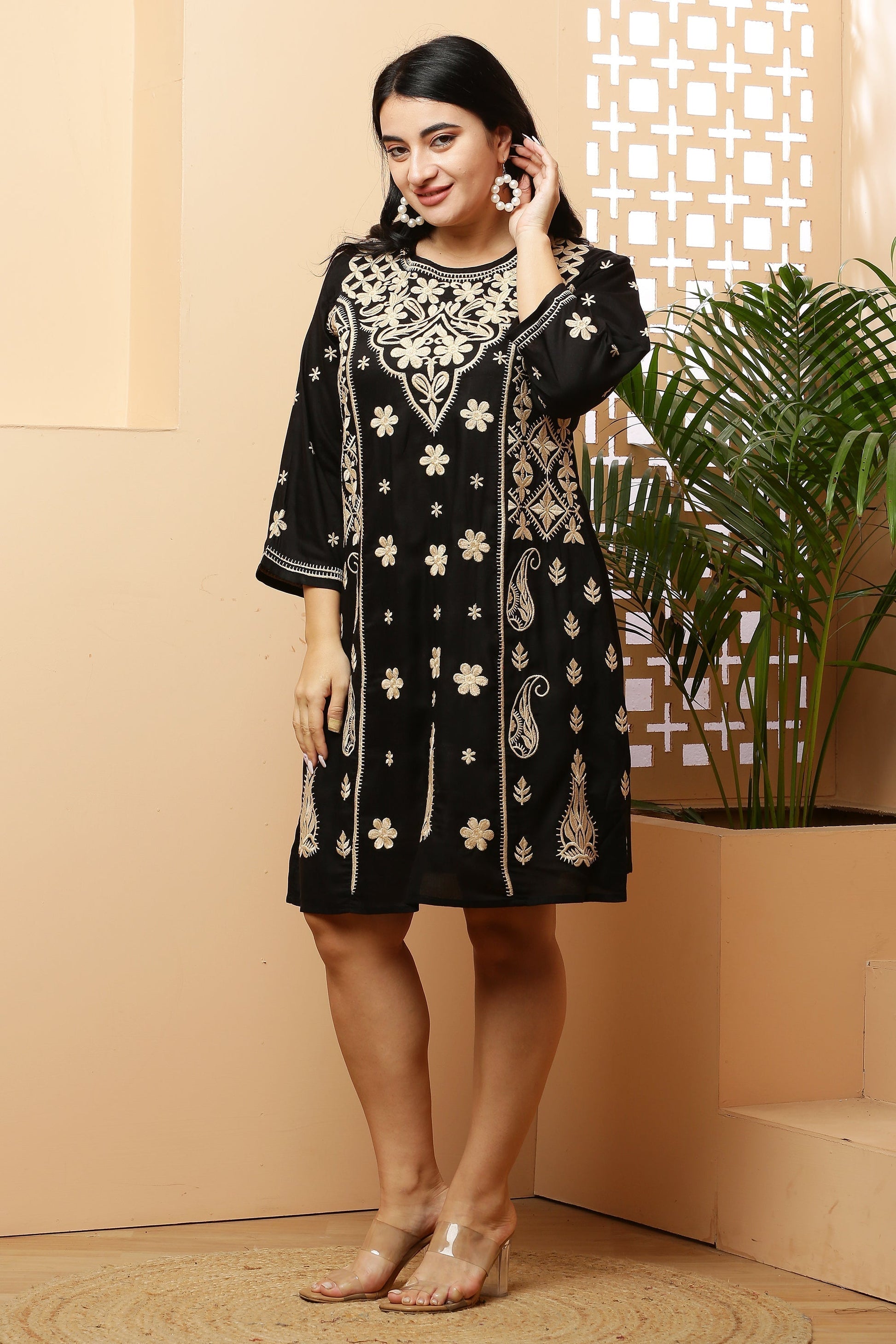 A-Line Embroidery Kurta Dress