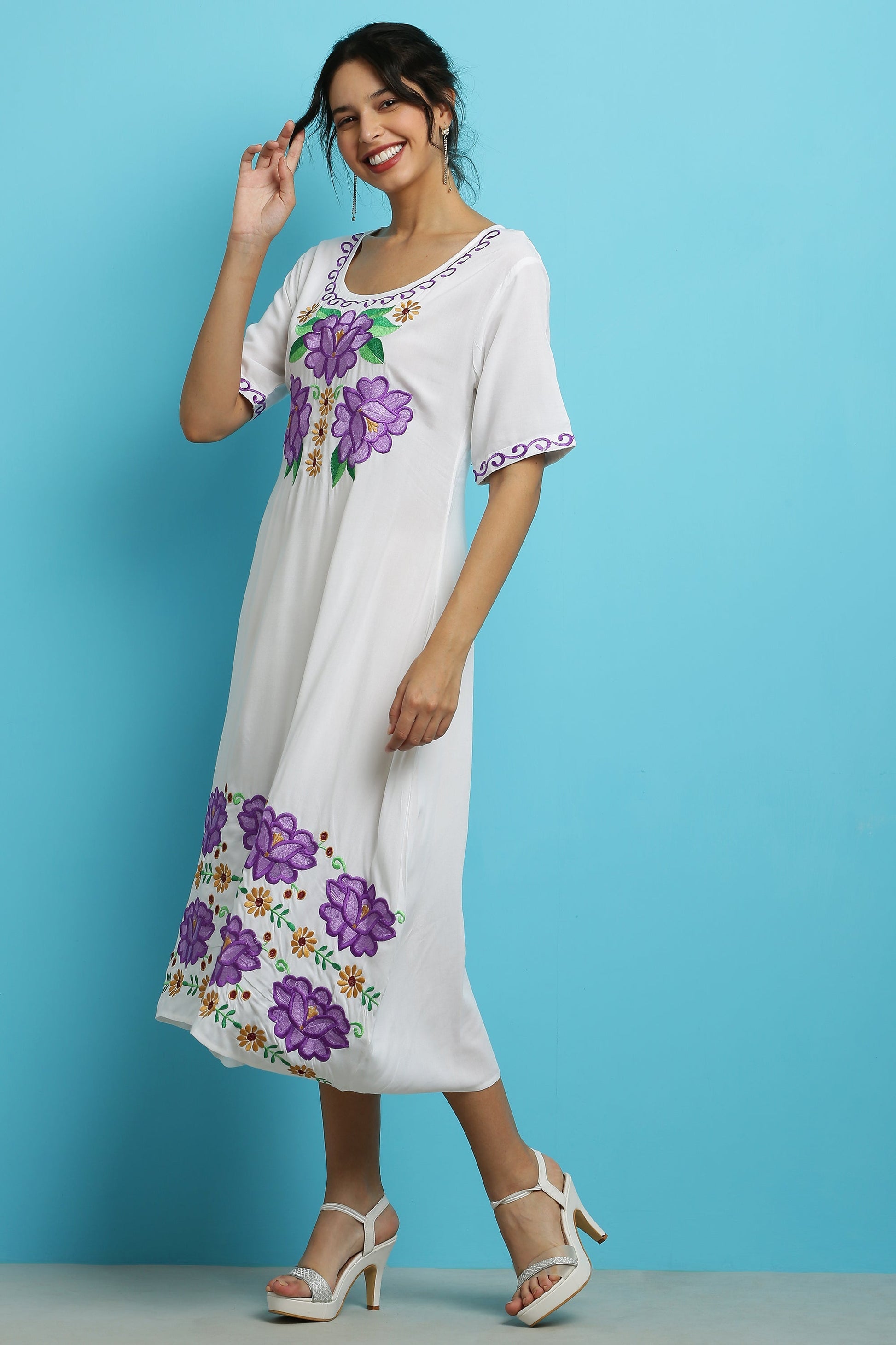 A-line Embroidered Kurta Dress