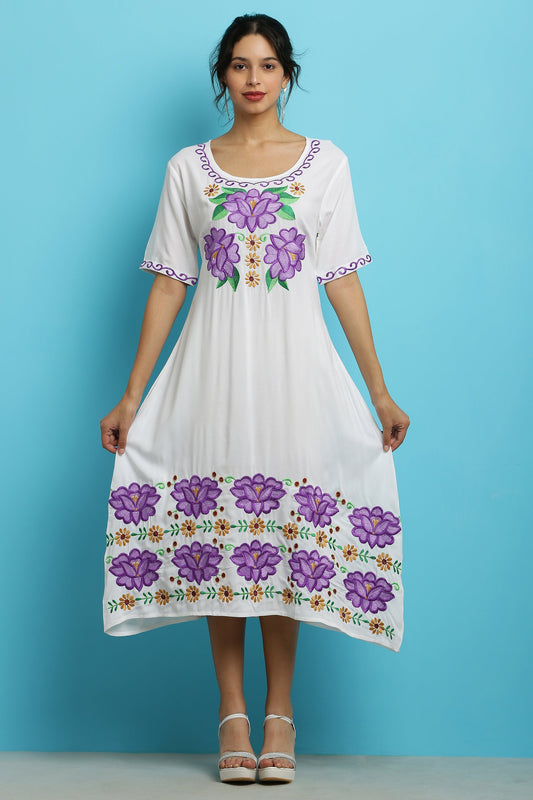 A-line Embroidered Kurta Dress