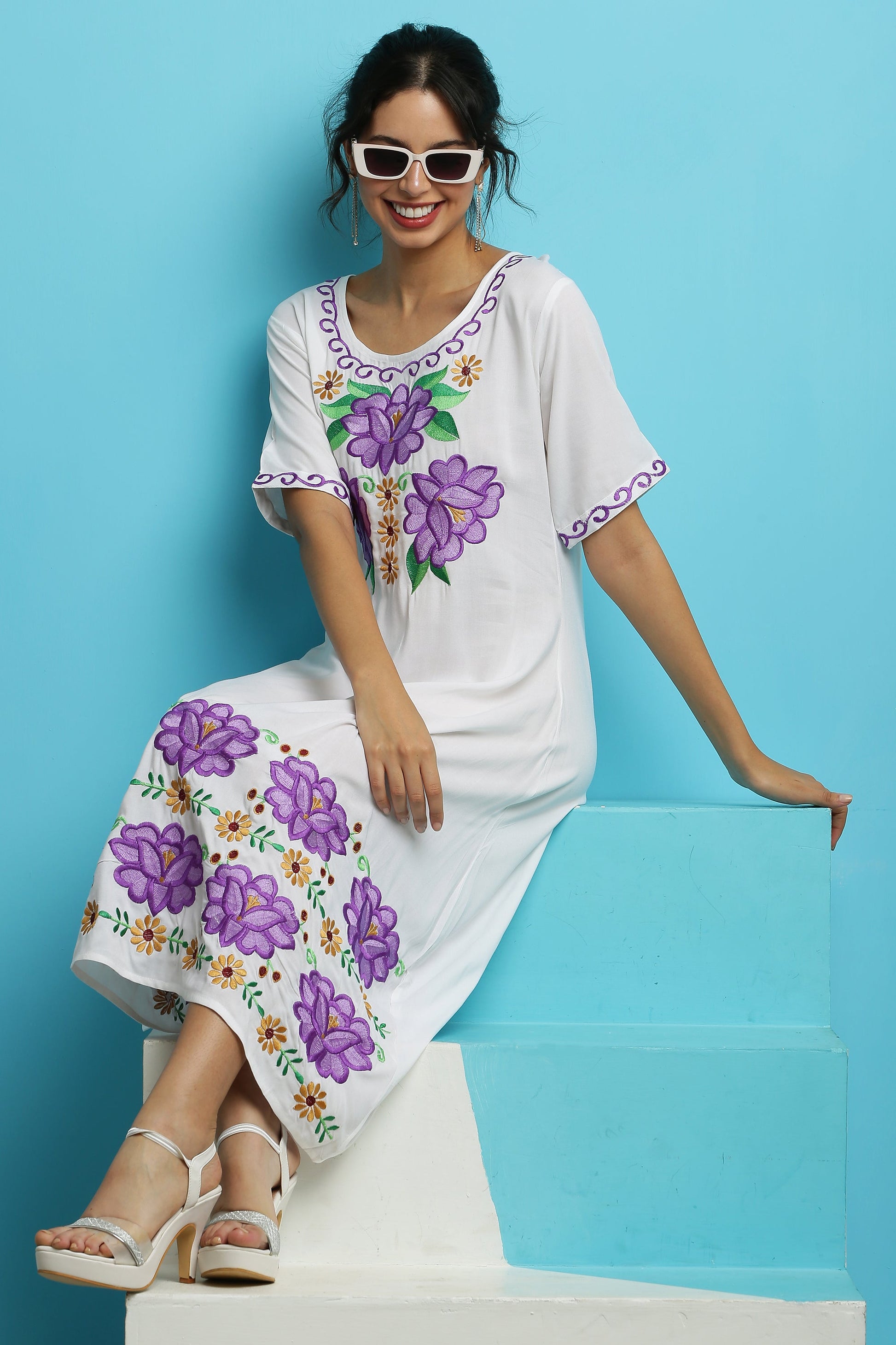 A-line Embroidered Kurta Dress