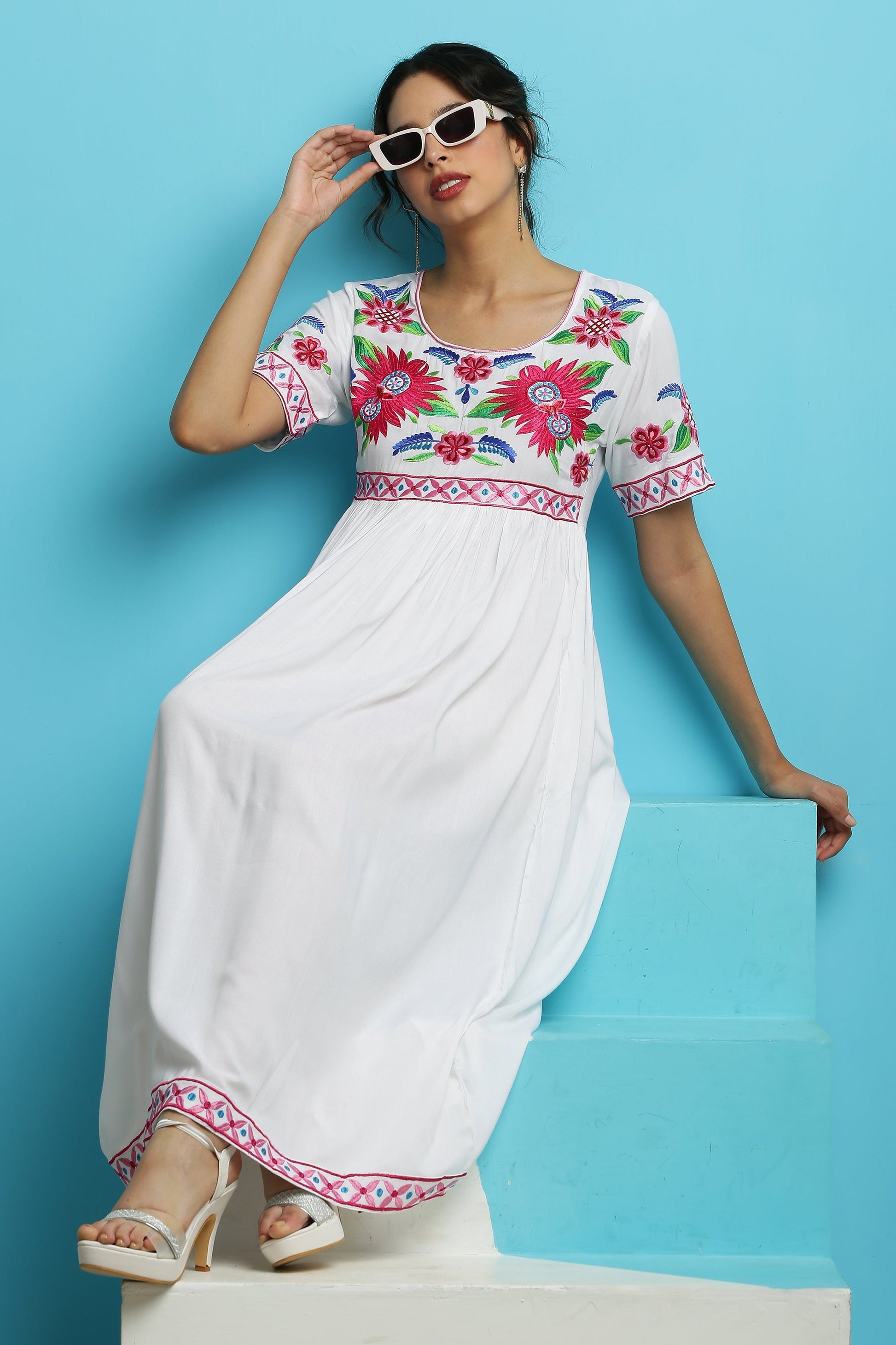 A-line Embroidered Kurta Dress