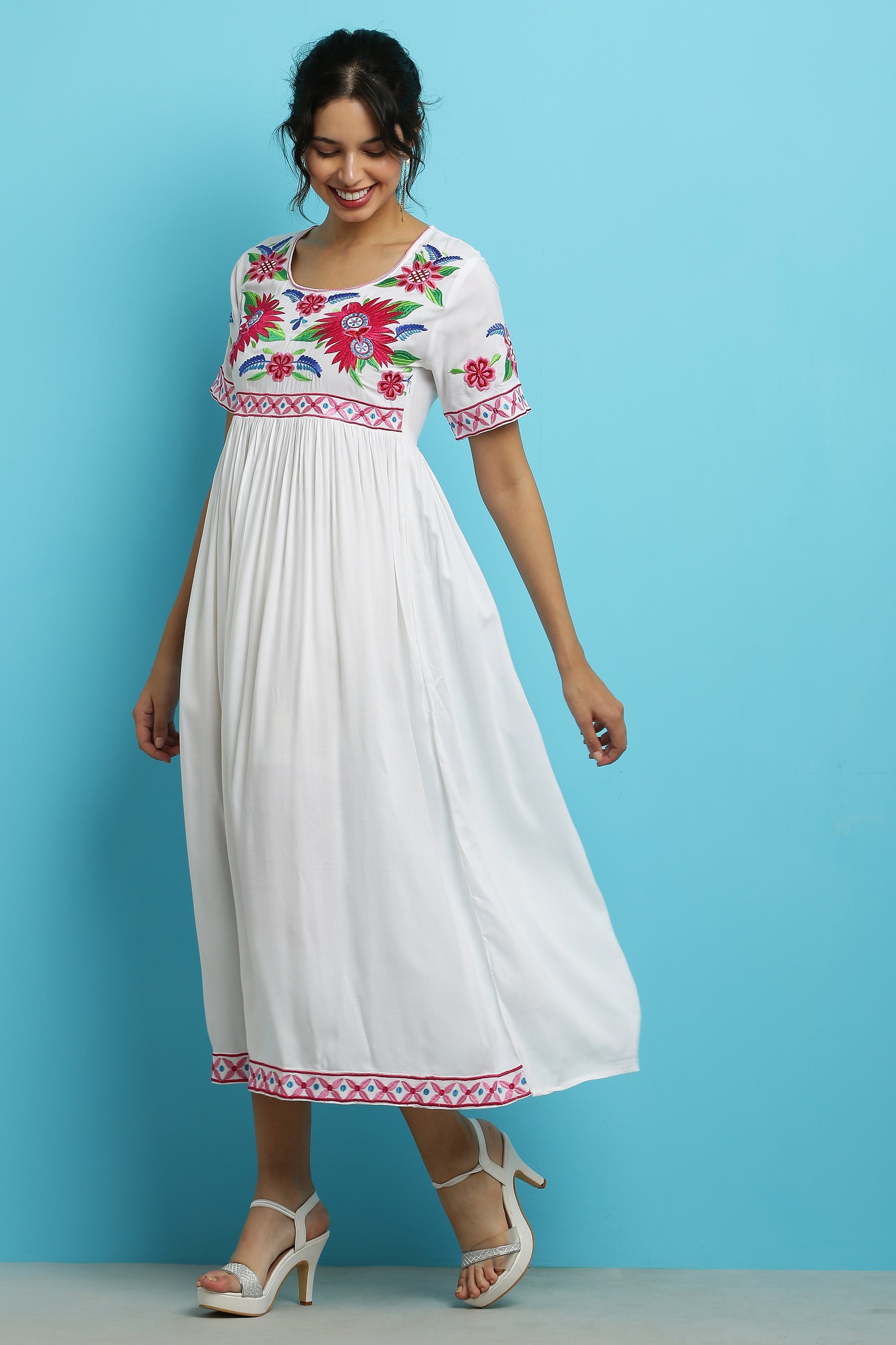 A-line Embroidered Kurta Dress