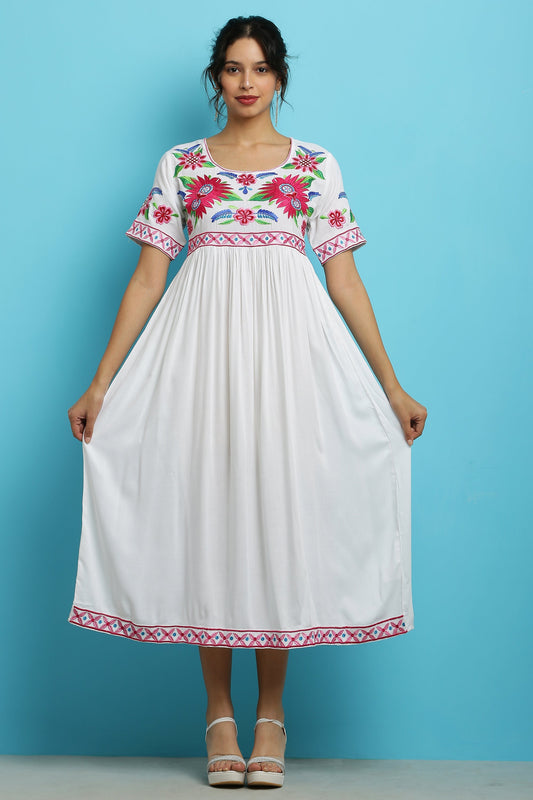 A-line Embroidered Kurta Dress