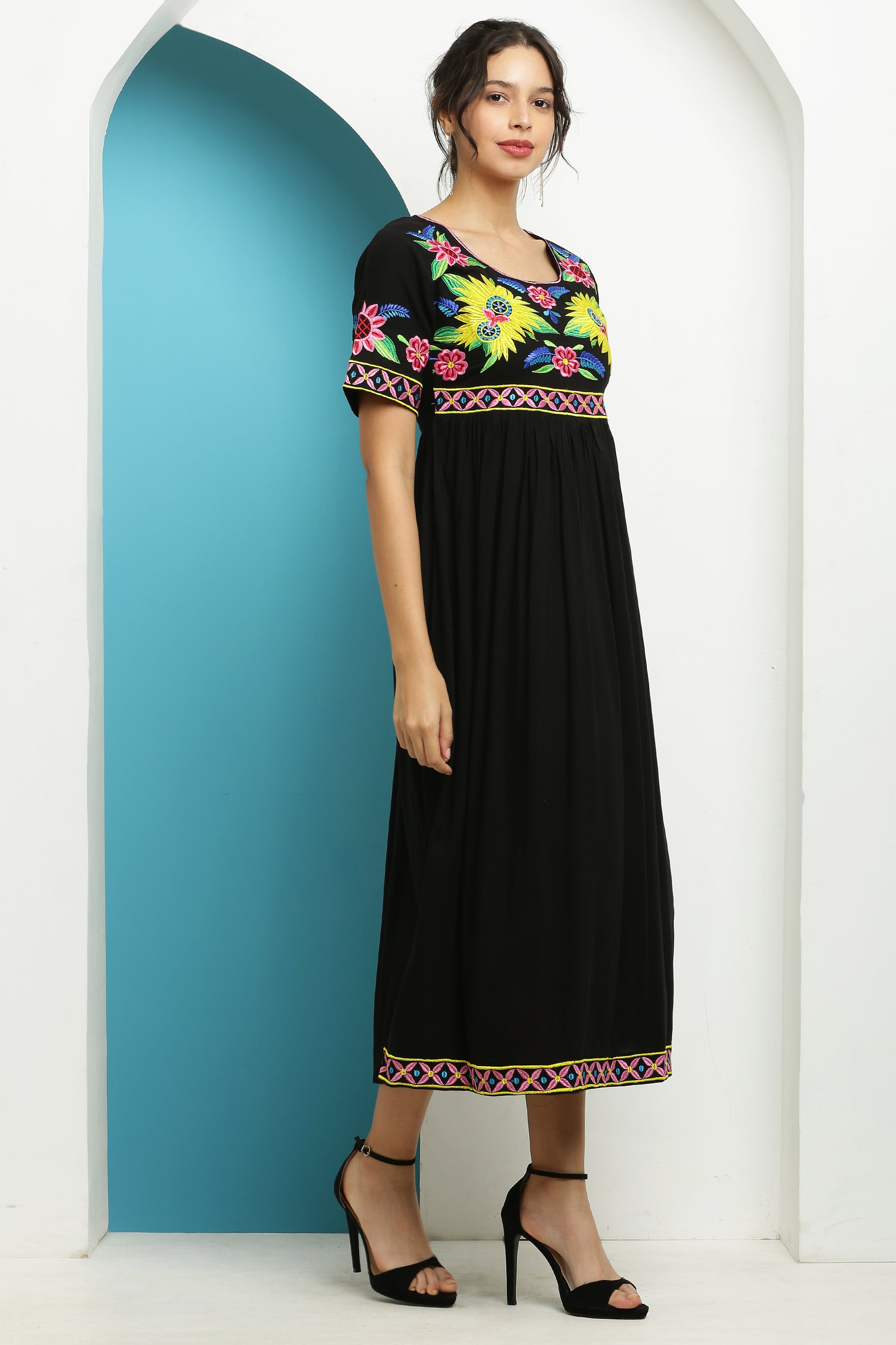 A-line Embroidered Kurta Dress