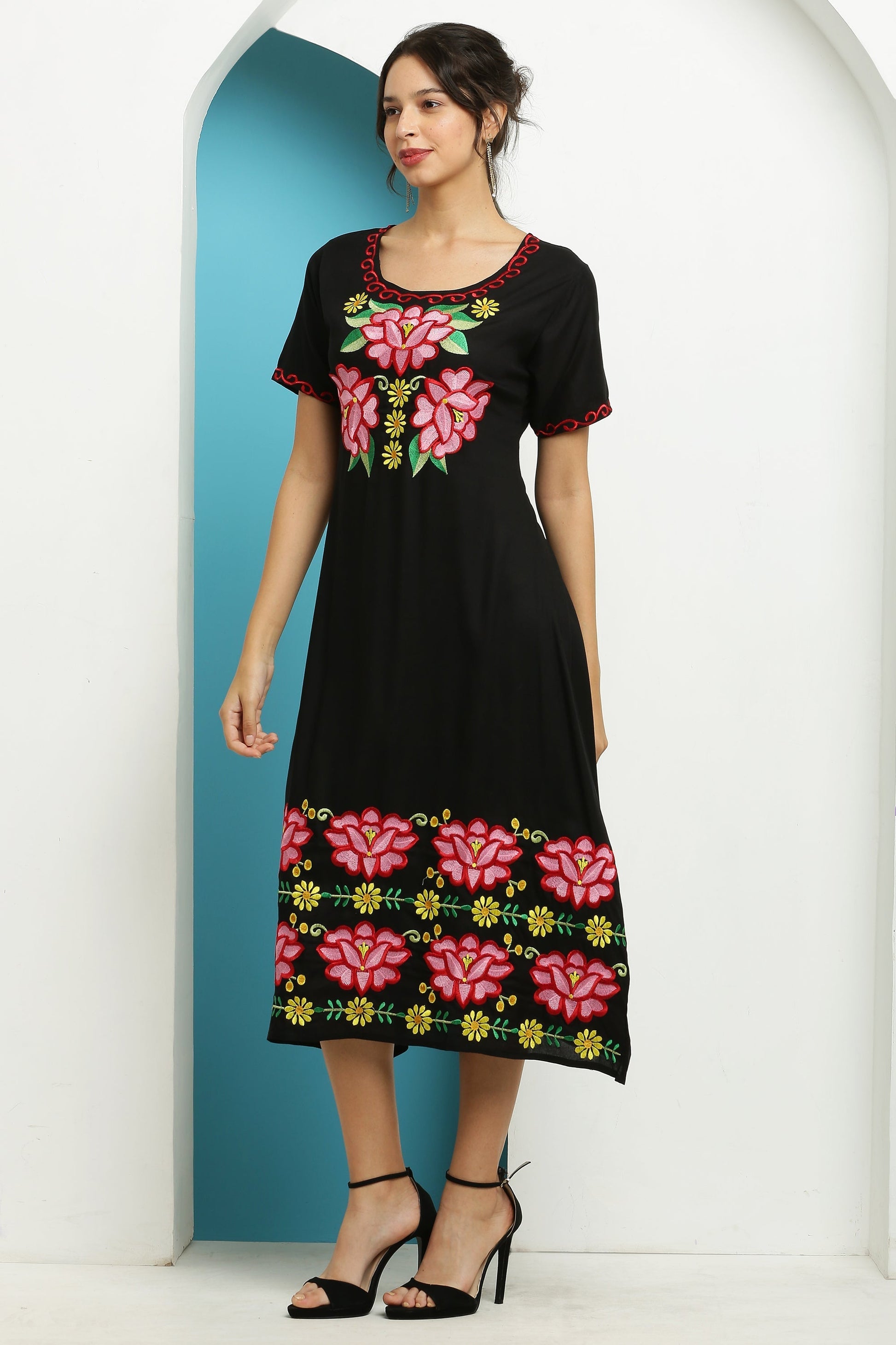 A-line Embroidered Kurta Dress