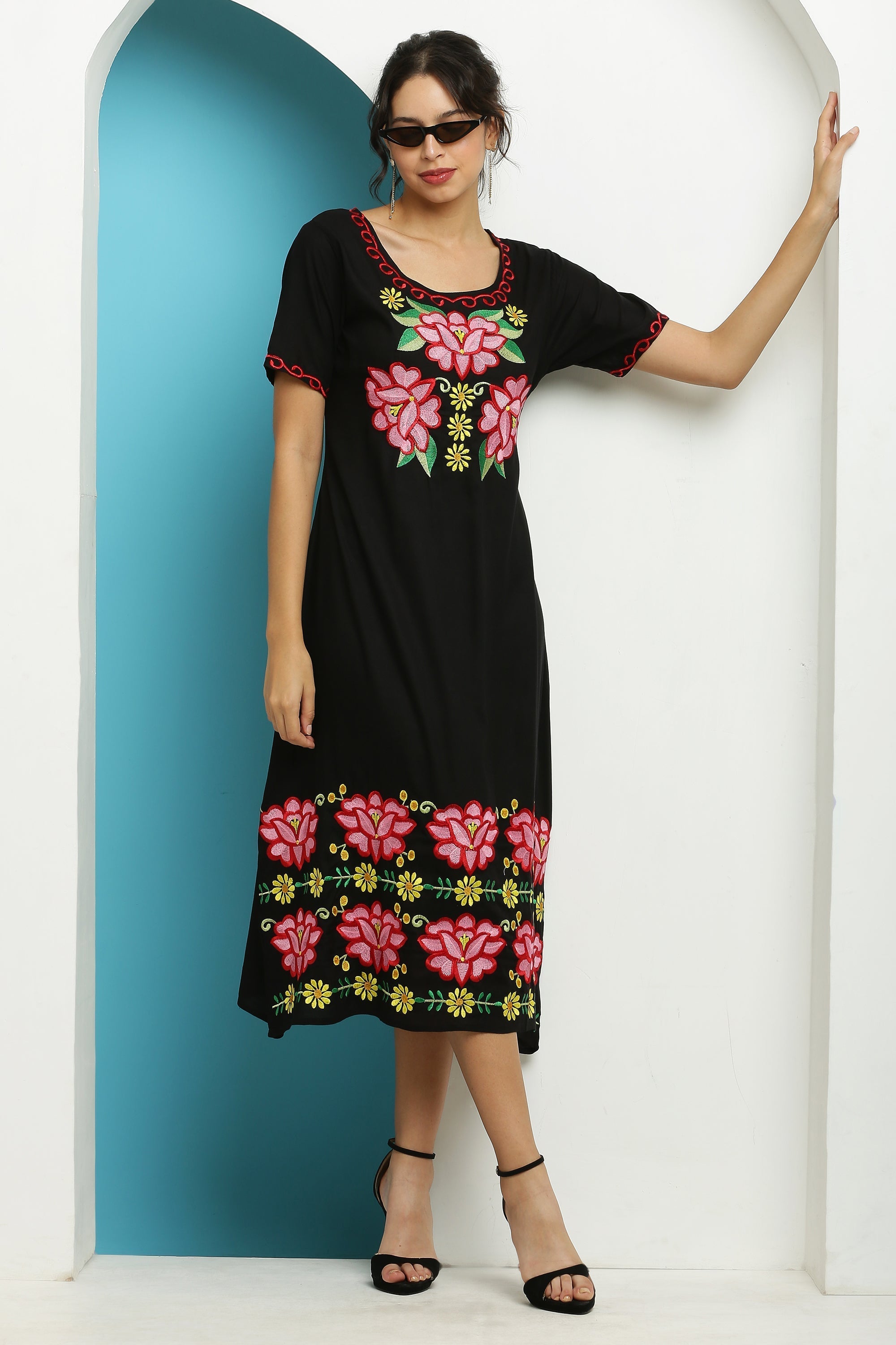 A-line Embroidered Kurta Dress