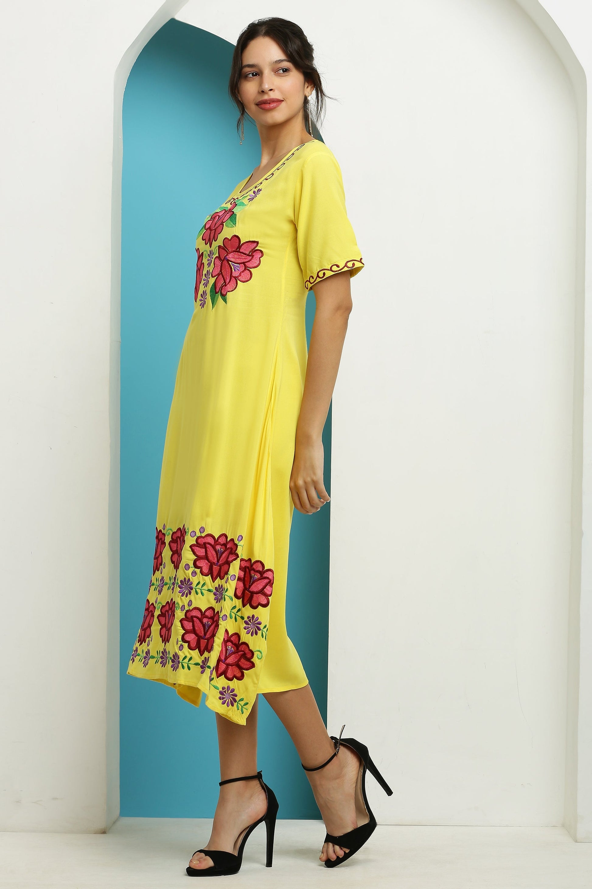 A-line Embroidered Kurta Dress