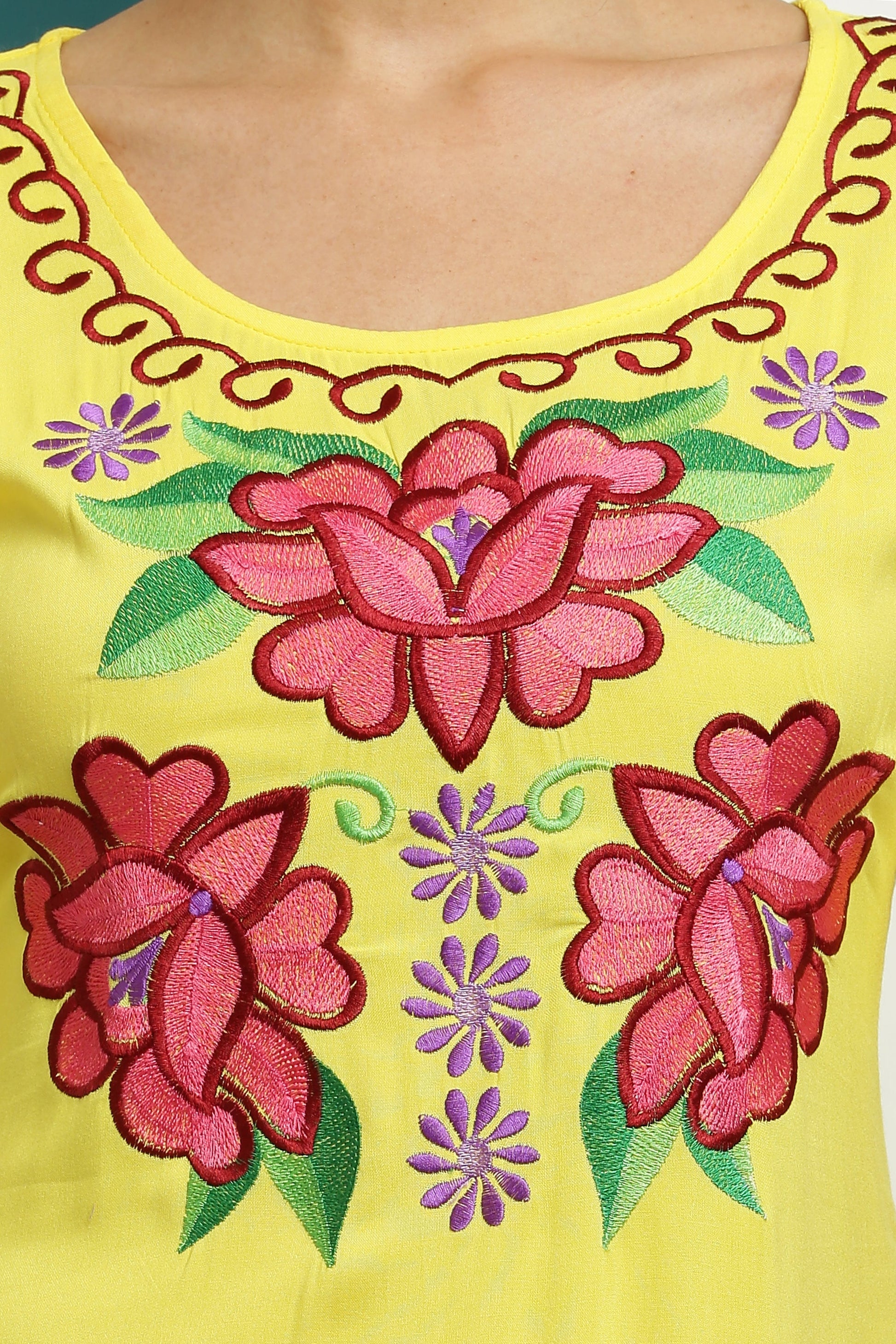 A-line Embroidered Kurta Dress