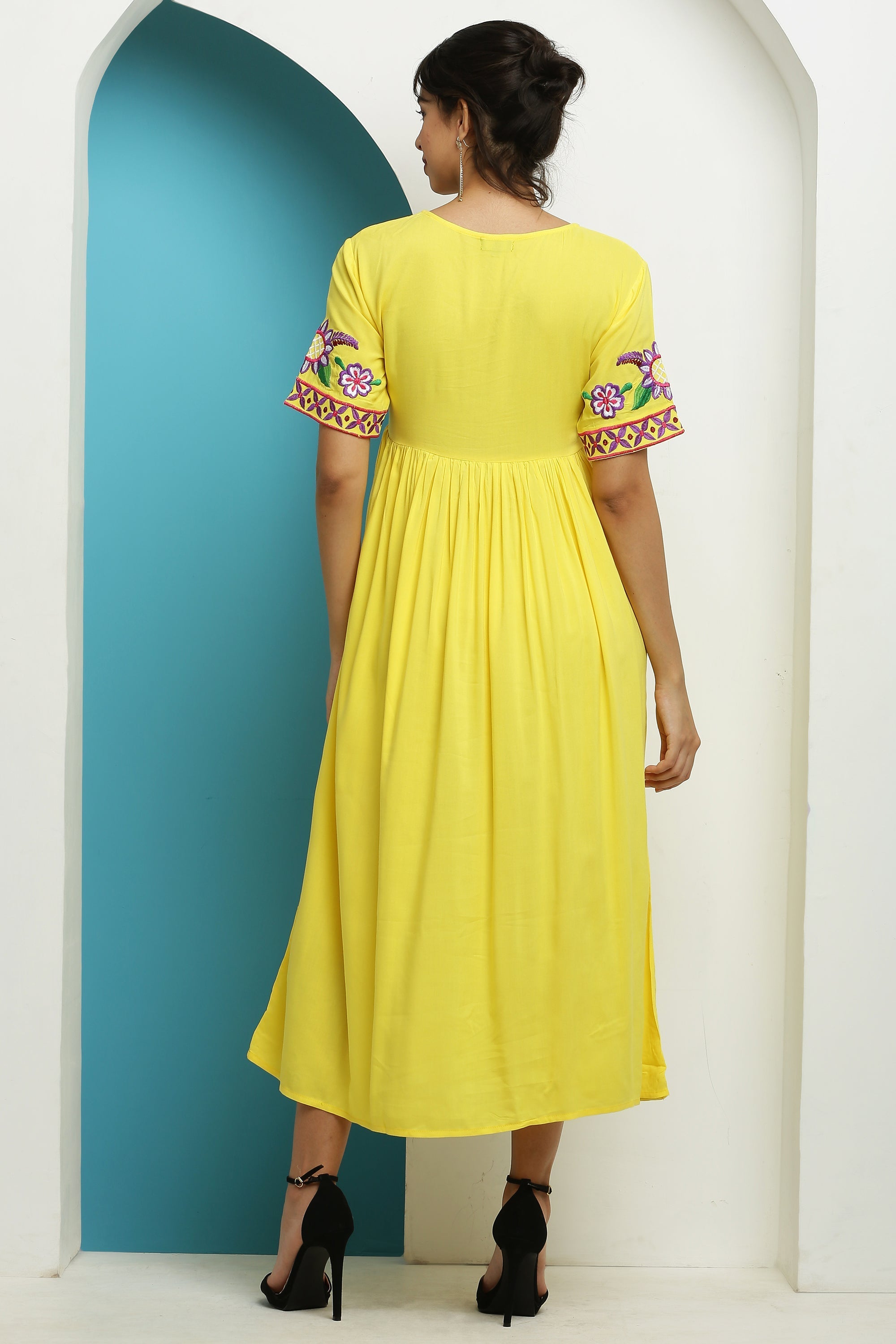 A-line Embroidered Kurta Dress