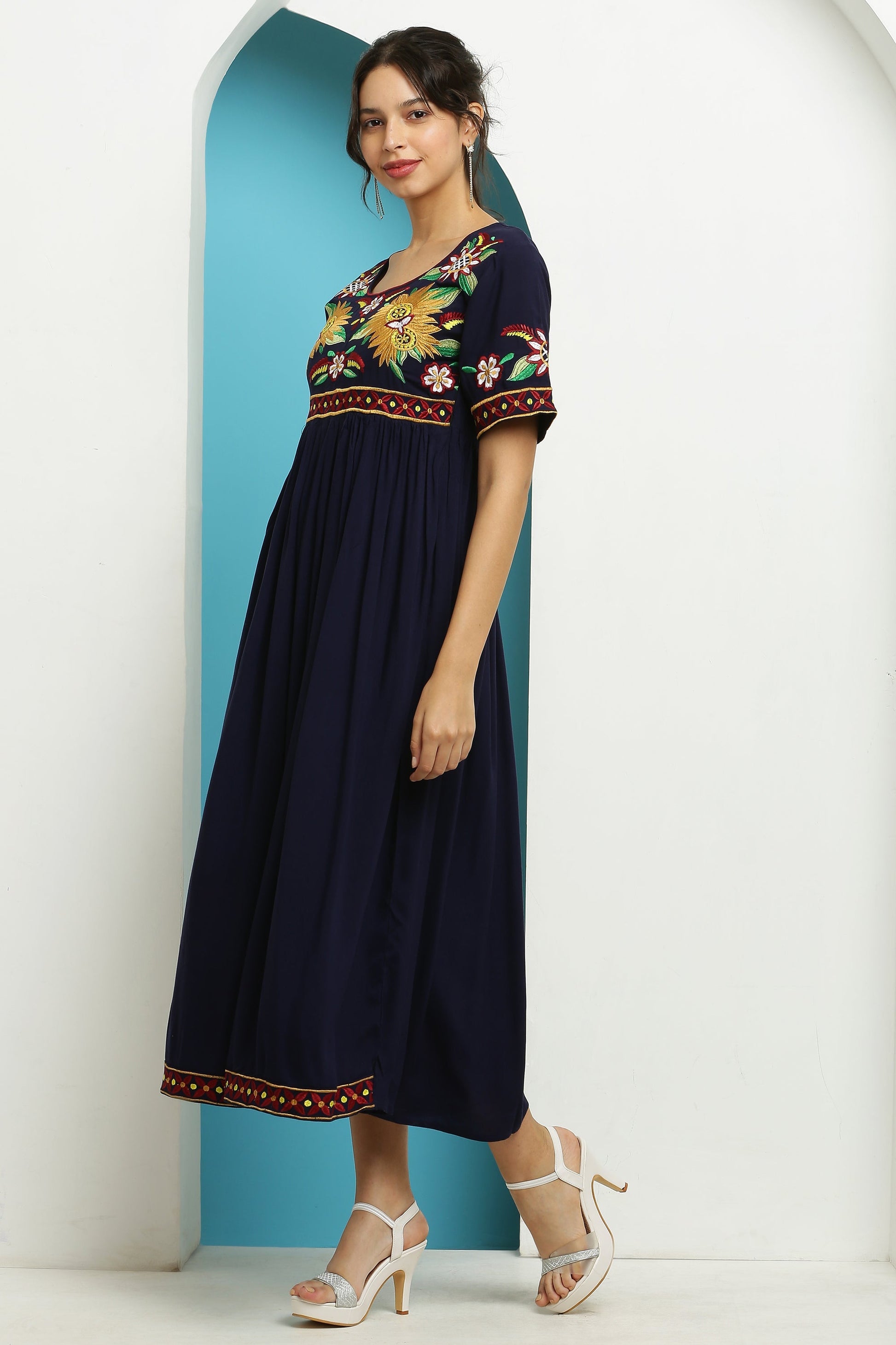 A-line Embroidered Kurta Dress