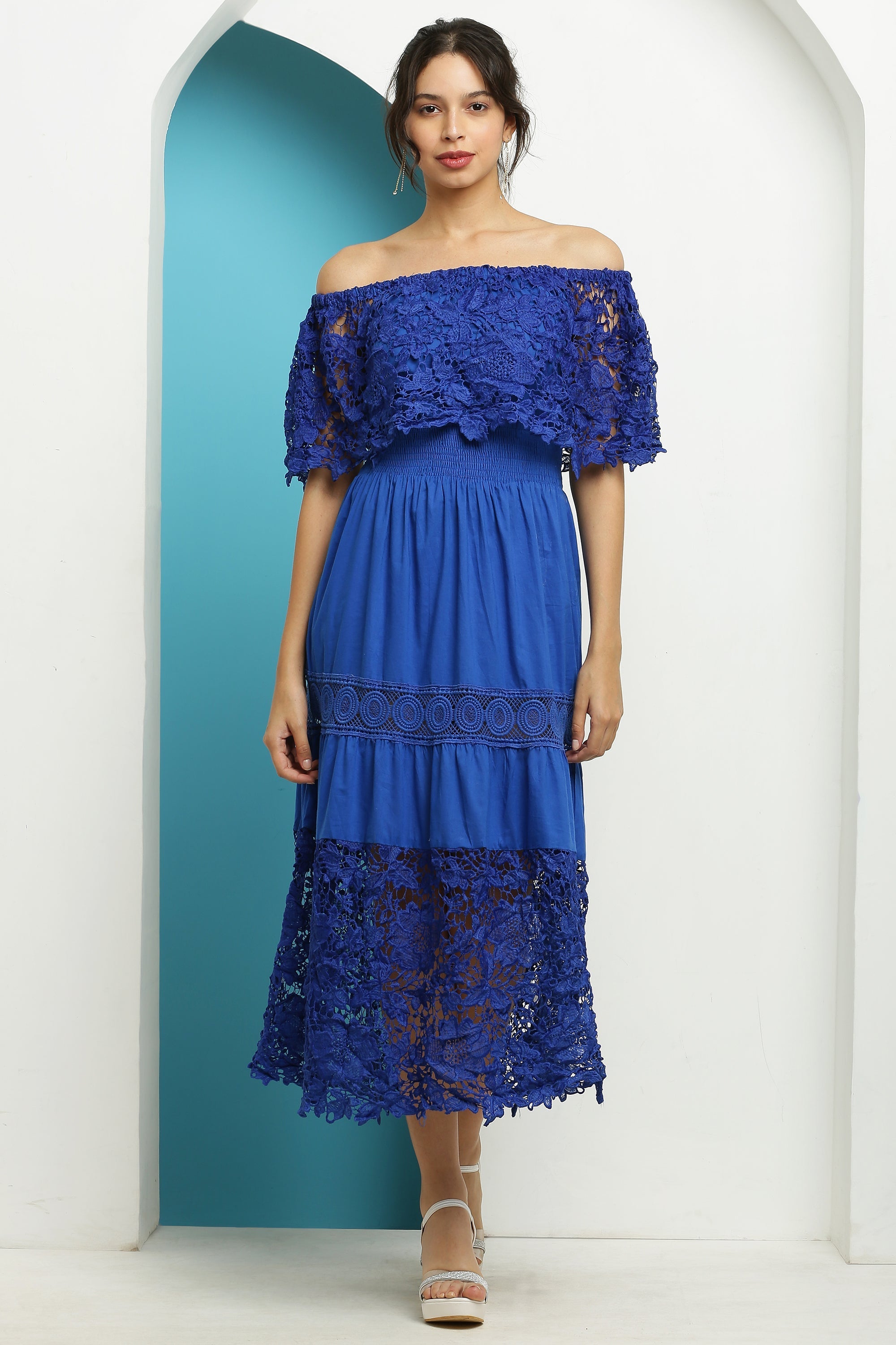 Boat Neck Flare Dress Main image