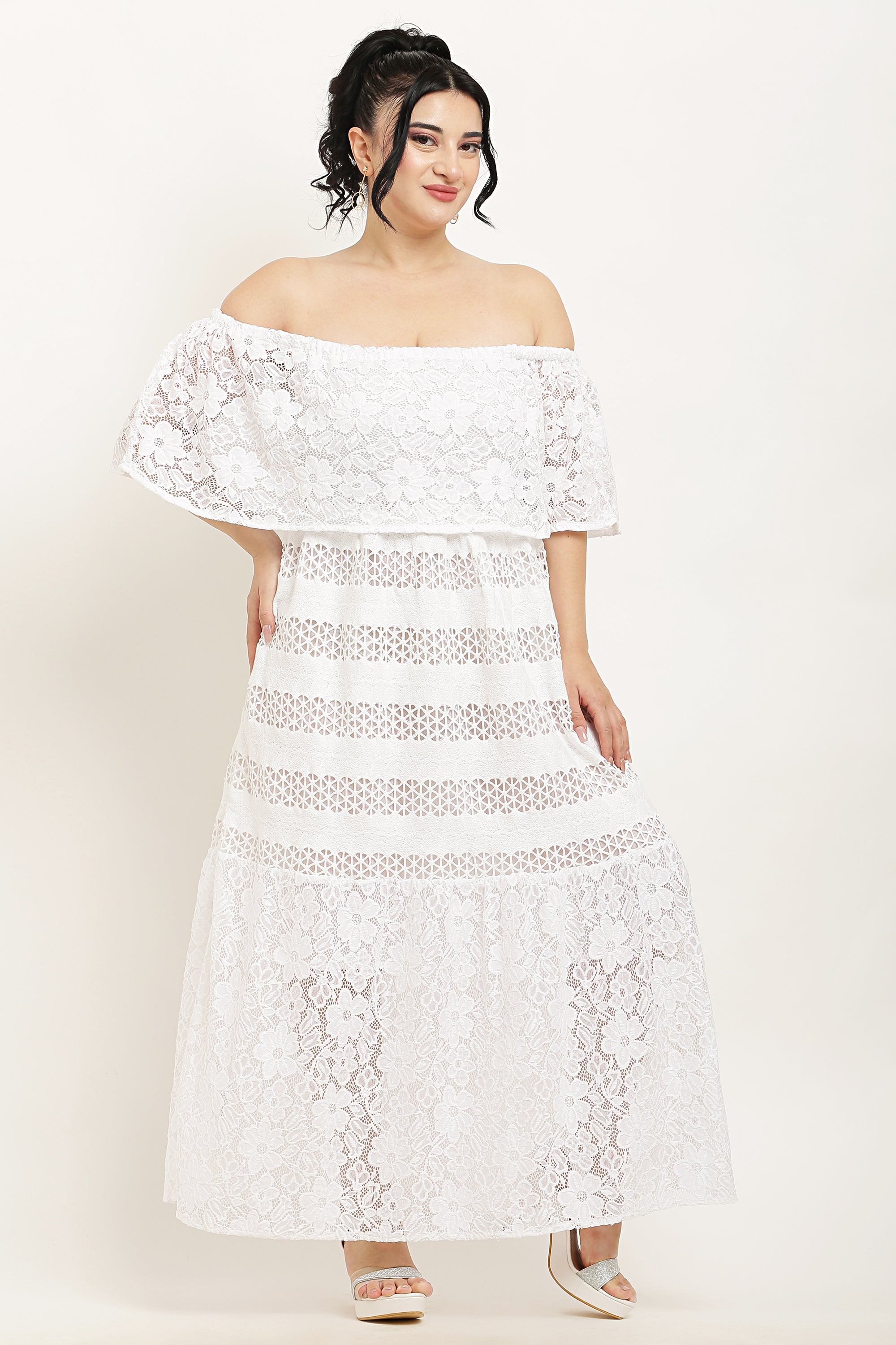 Boat Neck Lace Dress