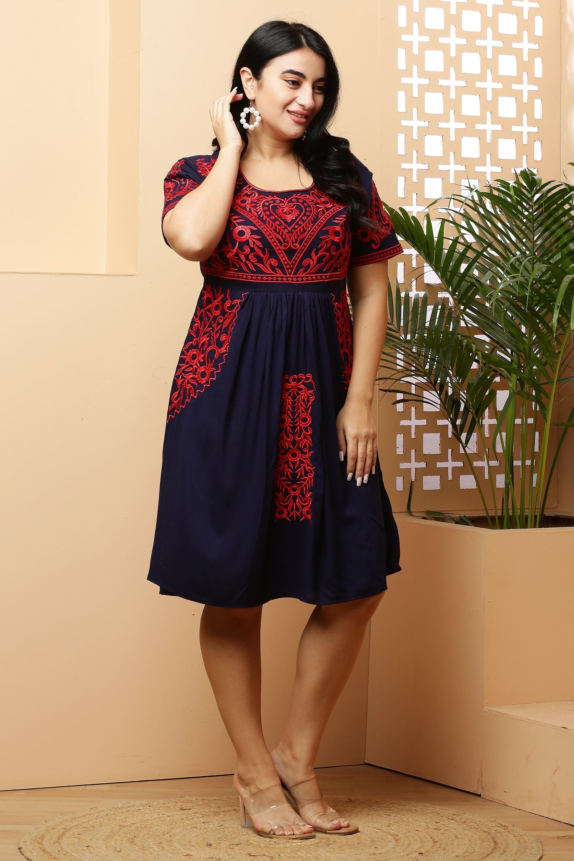 A-Line Yoke Embroidery Kurta Dress