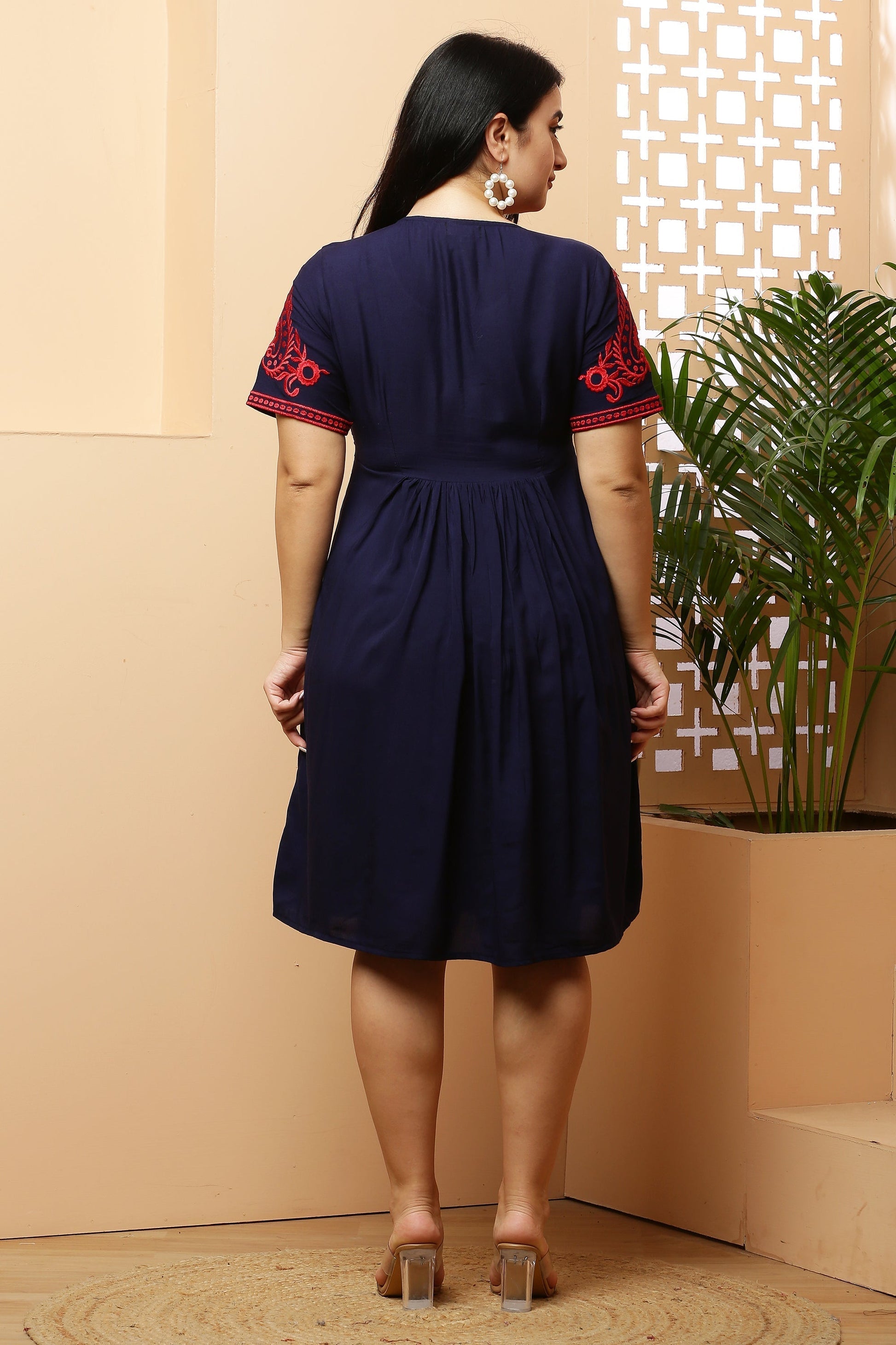 A-Line Yoke Embroidery Kurta Dress