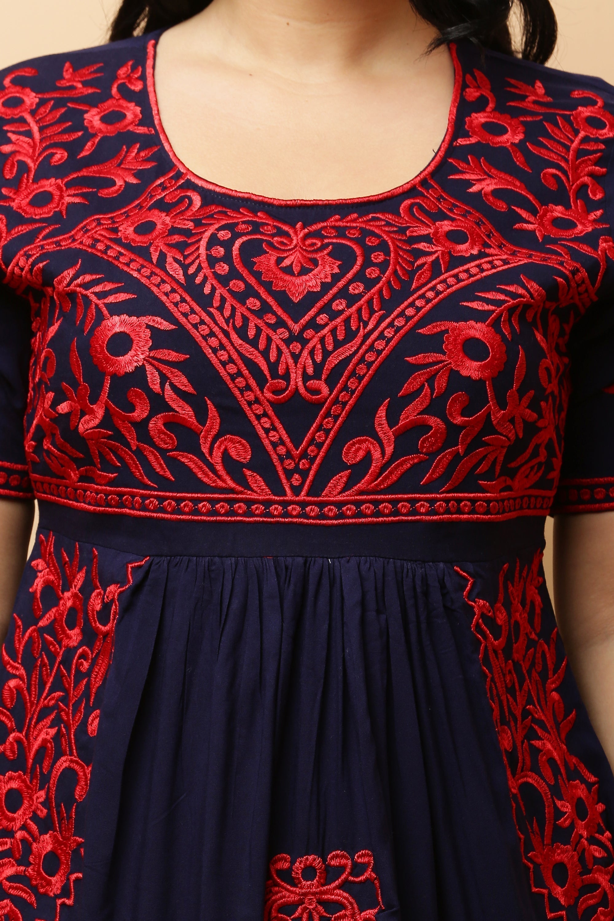 A-Line Yoke Embroidery Kurta Dress