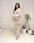 A-line Thread Schiffli Kurta with Plazzo Pants