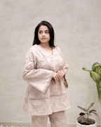 A-line Thread Schiffli Kurta with Plazzo Pants