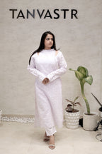 Floral Schiffli Long Straight Kurta with Pants