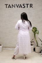 Floral Schiffli Long Straight Kurta with Pants