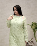 Floral Schiffli Long Straight Kurta with Pants