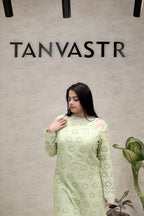 Floral Schiffli Long Straight Kurta with Pants