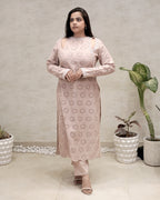 Floral Schiffli Long Straight Kurta with Pants