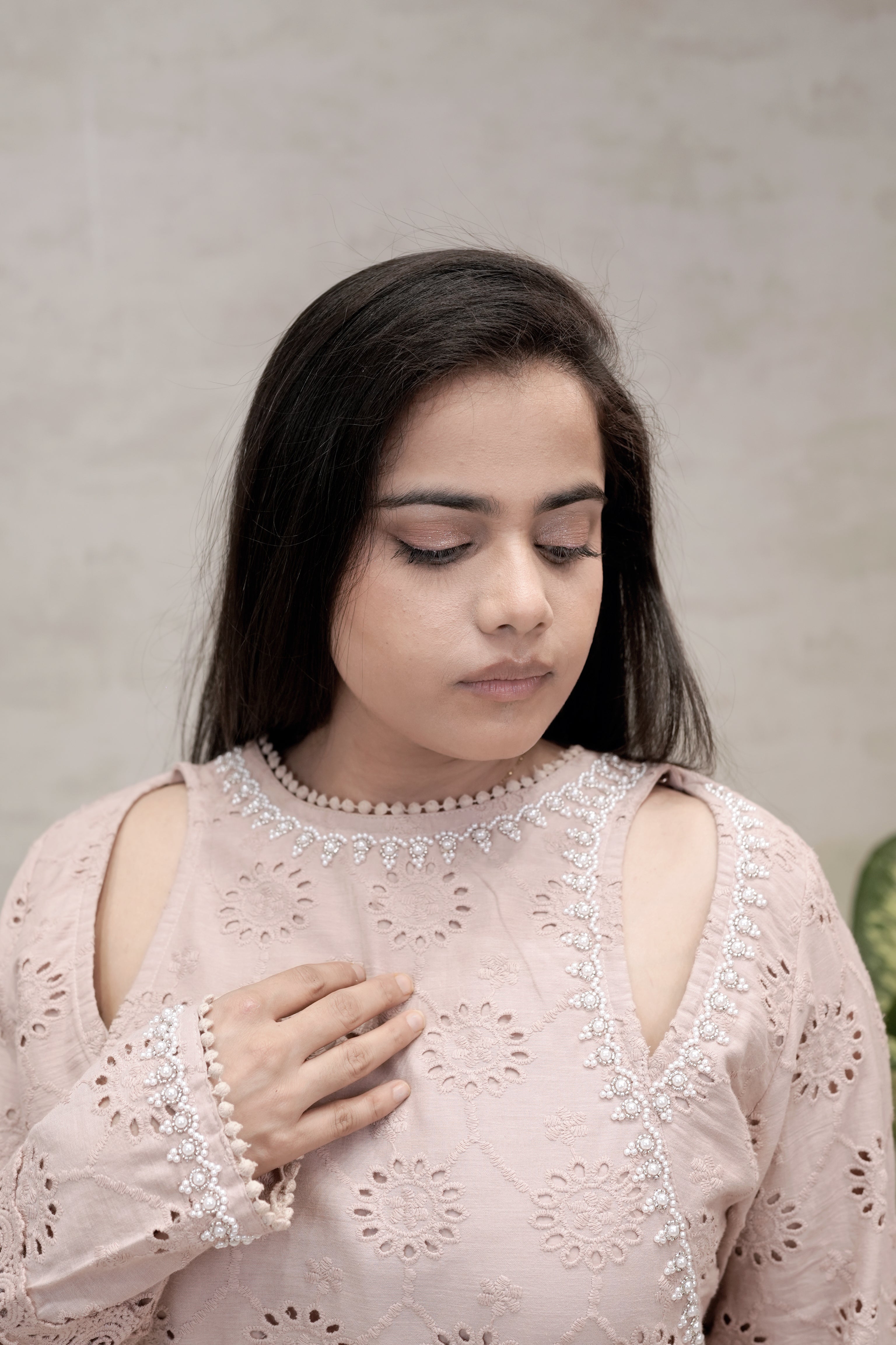 Floral Schiffli Long Straight Kurta with Pants