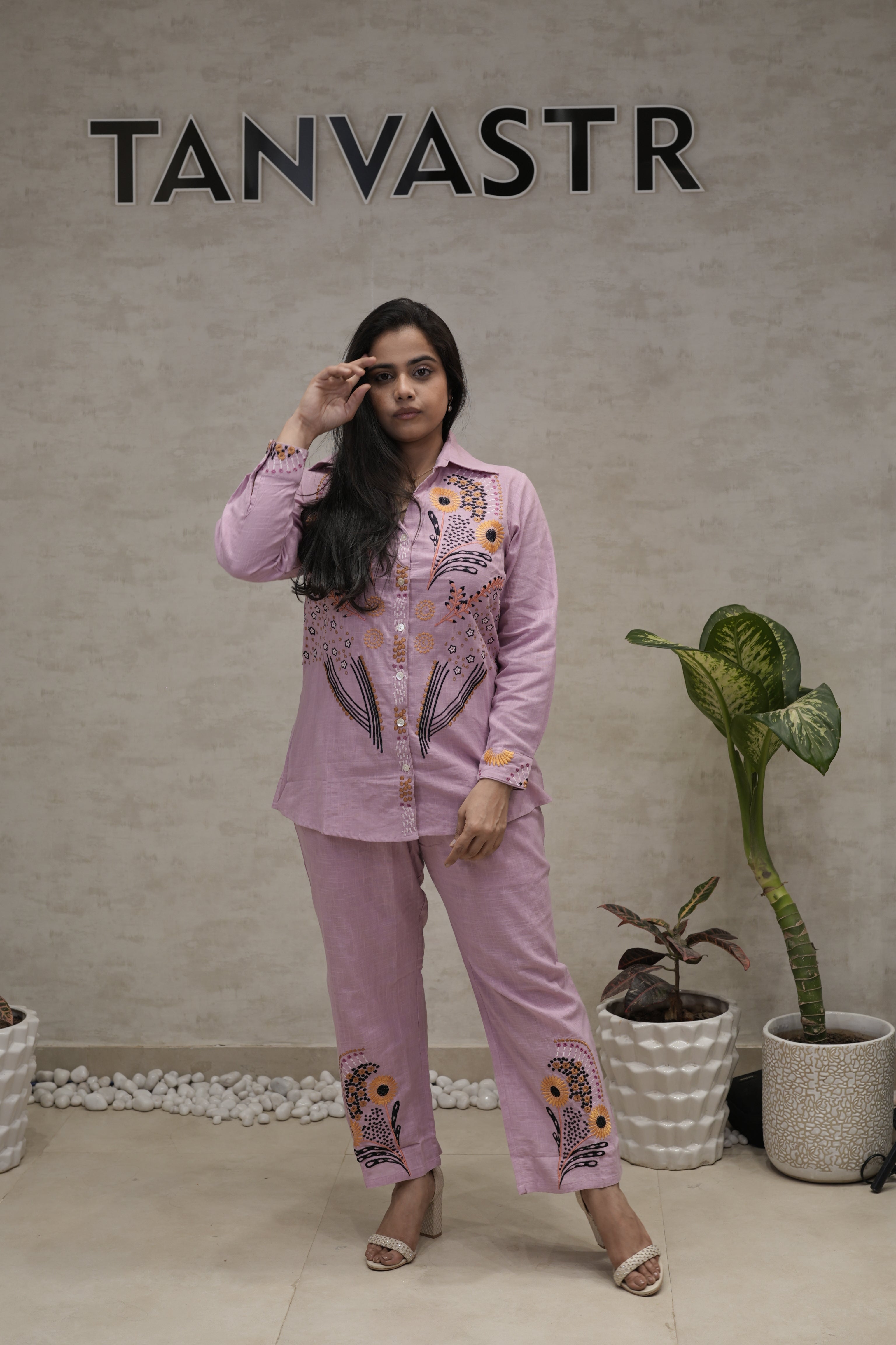 Jaipuri Thread Embroidered Shirt with Pants