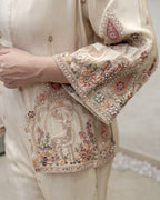 Beads Motif Embroidered Short Jacket with Bustier Three Piece Set