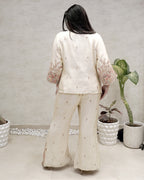 Beads Motif Embroidered Short Jacket with Bustier Three Piece Set