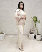 Beads Motif Embroidered Short Jacket with Bustier Three Piece Set