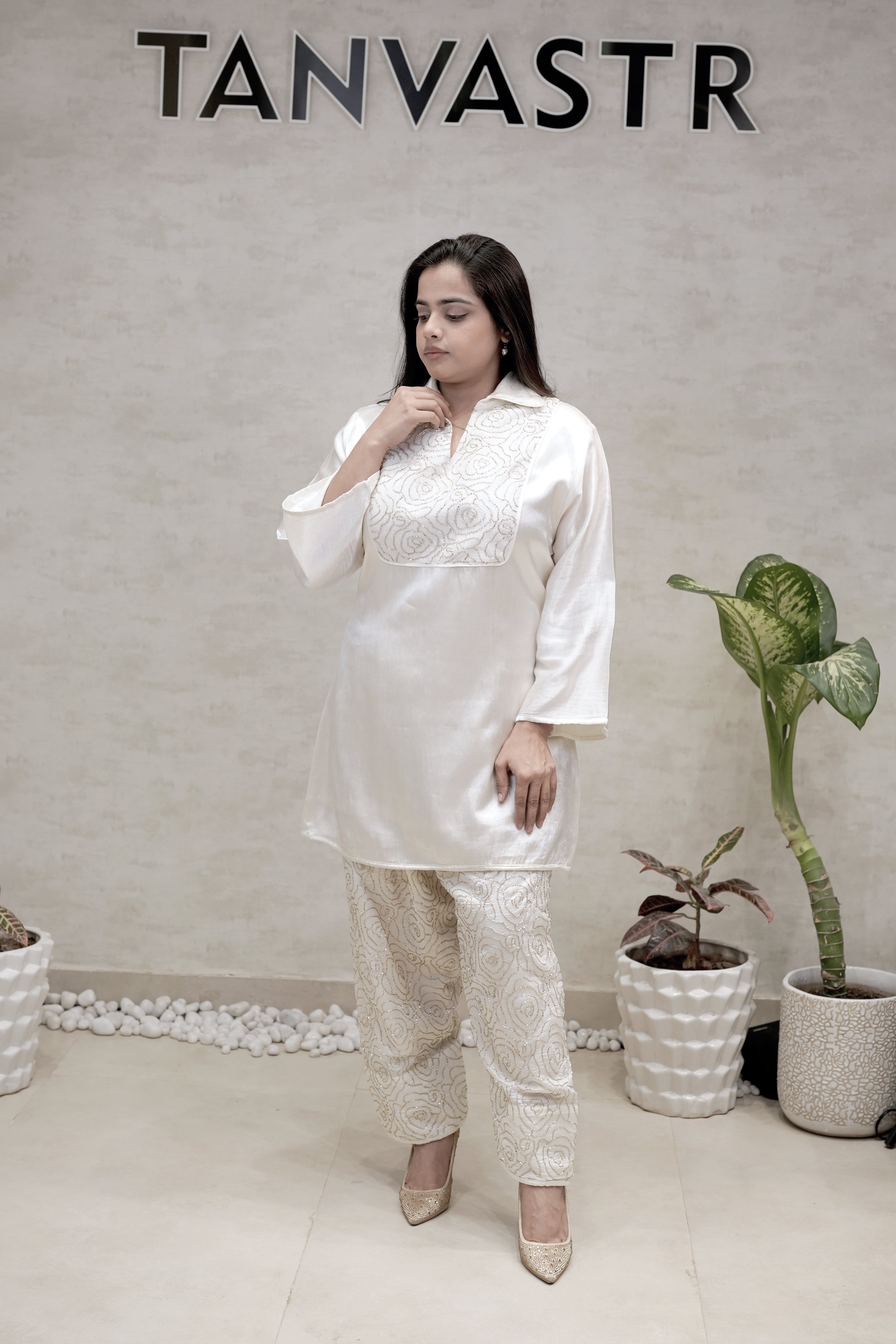 Khadi Silk Collar Kurta with Farshi Salwar