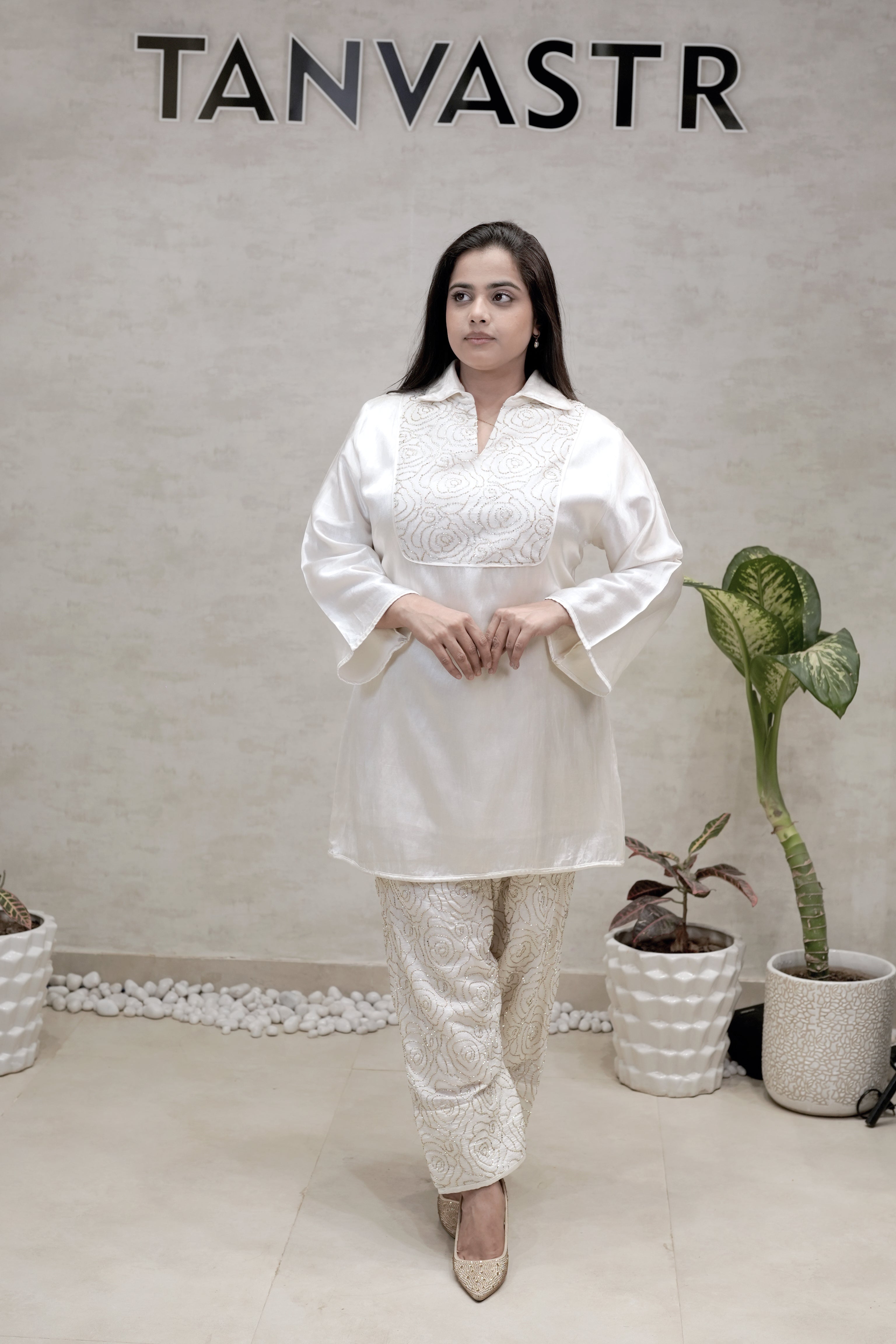 Khadi Silk Collar Kurta with Farshi Salwar