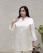 Khadi Silk Collar Kurta with Farshi Salwar