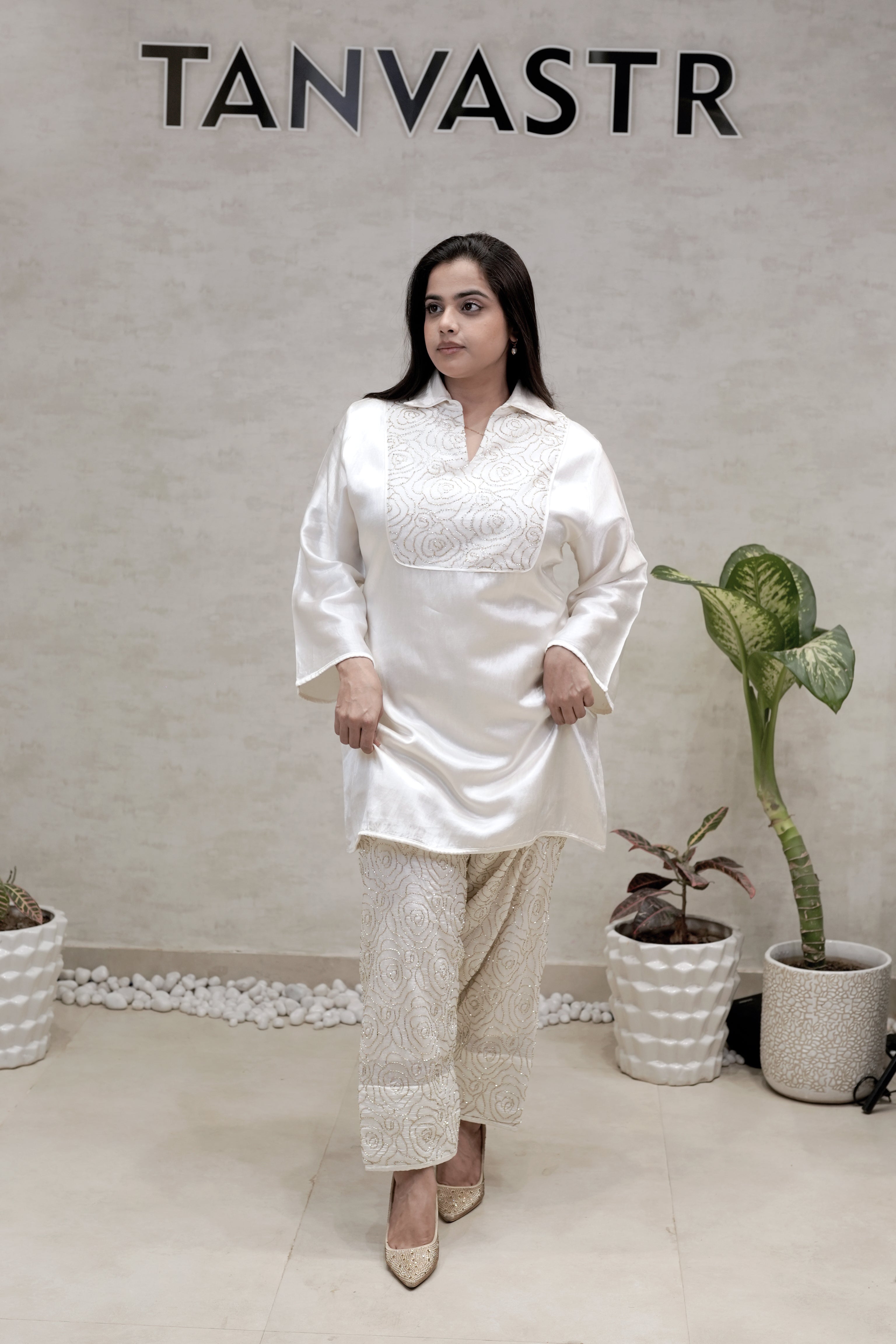Khadi Silk Collar Kurta with Farshi Salwar