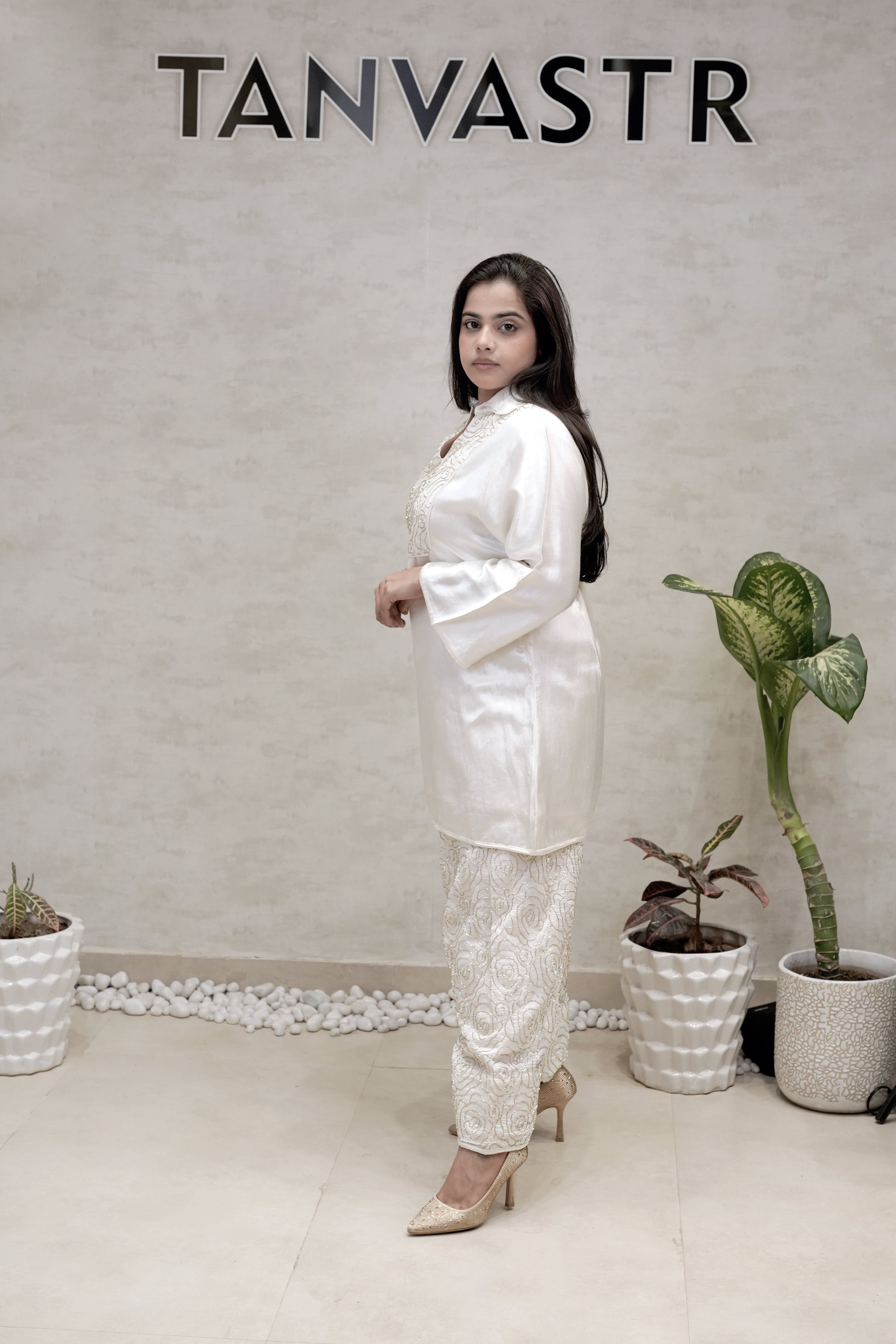 Khadi Silk Collar Kurta with Farshi Salwar