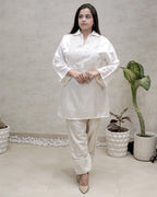 Khadi Silk Collar Kurta with Farshi Salwar