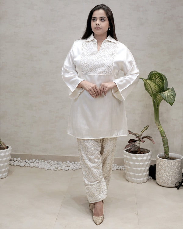 Khadi Silk Collar Kurta with Farshi Salwar