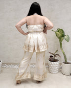 Halter Peplum Top with Flared Pants