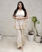 Halter Peplum Top with Flared Pants