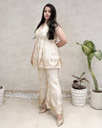 Halter Peplum Top with Flared Pants