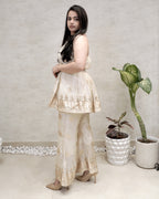 Halter Peplum Top with Flared Pants